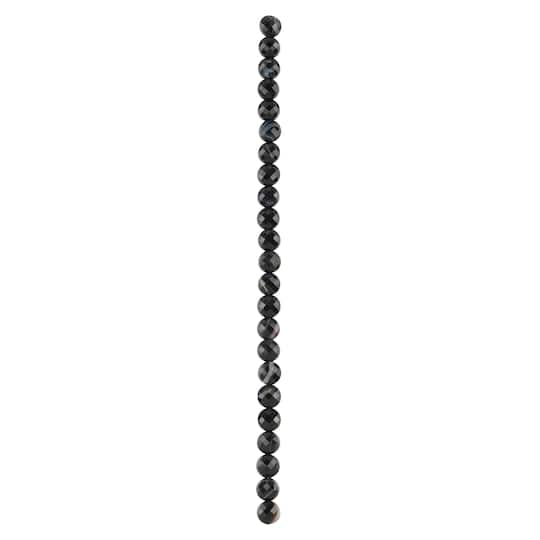 Black Faceted Agate Round Coin Beads by Bead Landing™